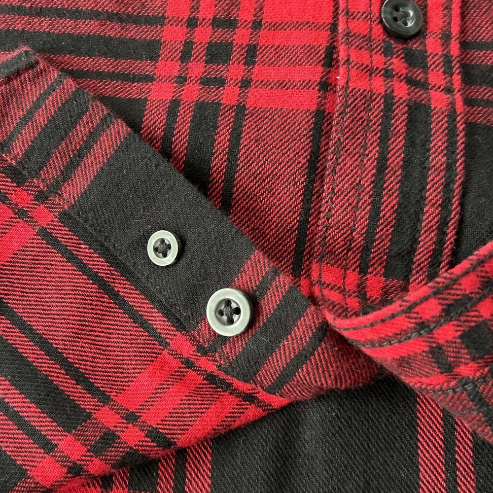 Hamms Beer Flannel Shirt Mens 2XL Red Plaid Angry Minnow VTG‎ Canvas Old Tag - Picture 6 of 12